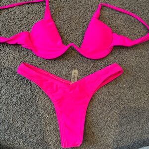✨SHEIN Neon Hot Pink Two-Piece Bikini Set✨